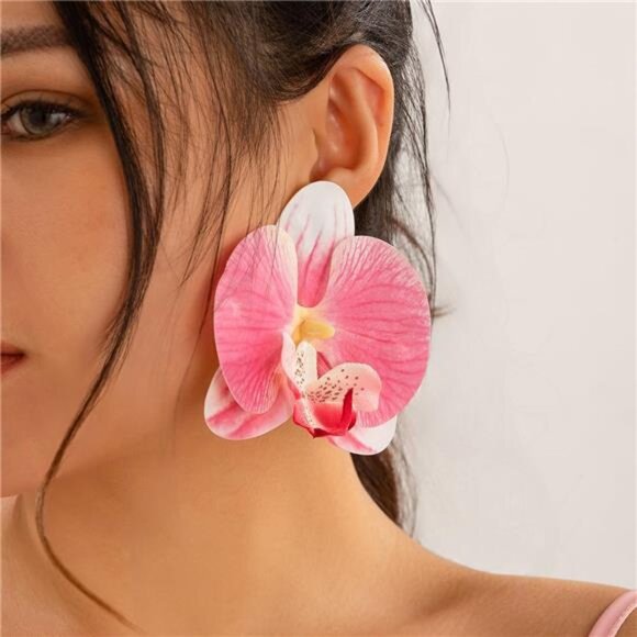 Orchid Flower Earrings – Colorful Statement Floral Jewelry, Nature-Inspired - Picture 1 of 3